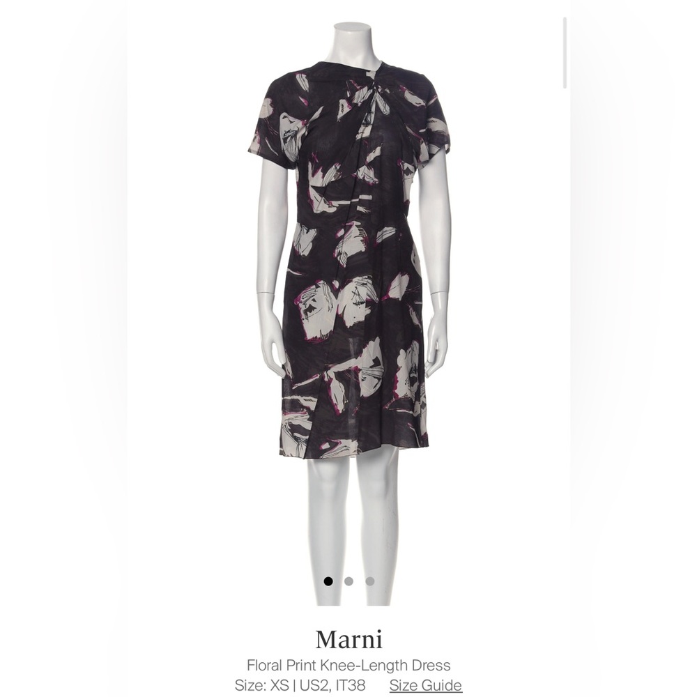 Marni brown floral ruched dress size US 2 / Italian 38